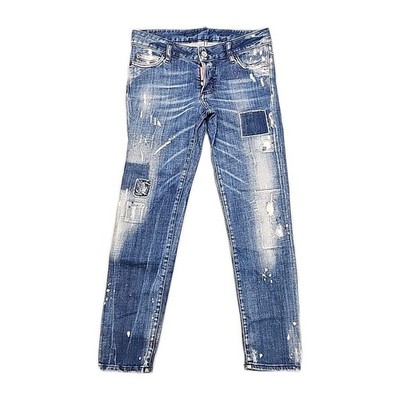 Dsquared2 Women's Sz 38 Distressed Denim Cropped Blue Jeans Made In Italy 0166