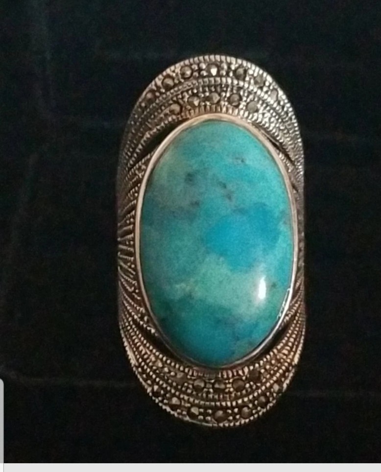 Large Turquoise Wrap Statement Ring Sterling Silv… - image 15