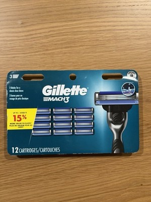 Gillette MACH3 Refills  Razor Blades 12 Cartridges NEW IN BOX