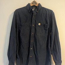 Carhartt Relaxed Fit Button-Up Work Shirt, Dark Navy, Men's Size M