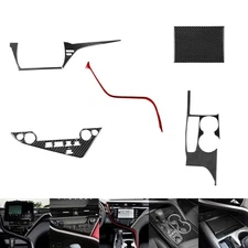 6Pcs Real Carbon Fiber Center Console Dashboard Trirm Set For Toyota Camry 18-24