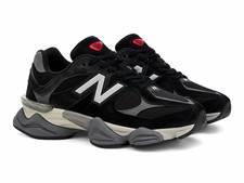 New Balance 9060 Men  s Low Top Lace-Up Sneaker Black/Gray/Red Rubber