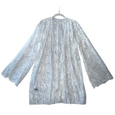 White Lace Open Front Kimono Cardigan Bell Sleeves Plus Size 3X By iCollection