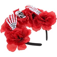 Red Flower Headband Rose Hair Accessories Horror Headbands Costume Headwear