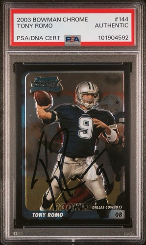 Tony Romo Signed Autograph 2003 Bowman Chrome Rookie Card PSA/DNA ...