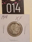 1908 Barber Quarter Beautiful Coin Silver XF
