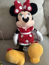 Disney Store Minnie Mouse 18" Plush Stuffed In Red Polka Dot Dress NEW NWT