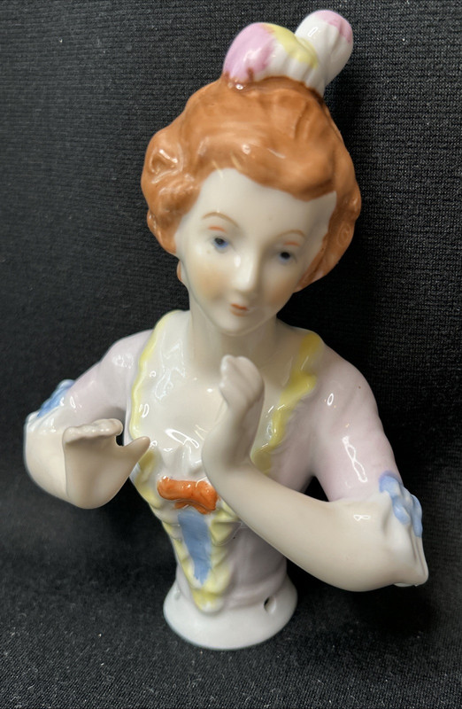 Antique Rare Lady Half Doll for a Pin Cushion- Arms Away  5" Tall Unmarked