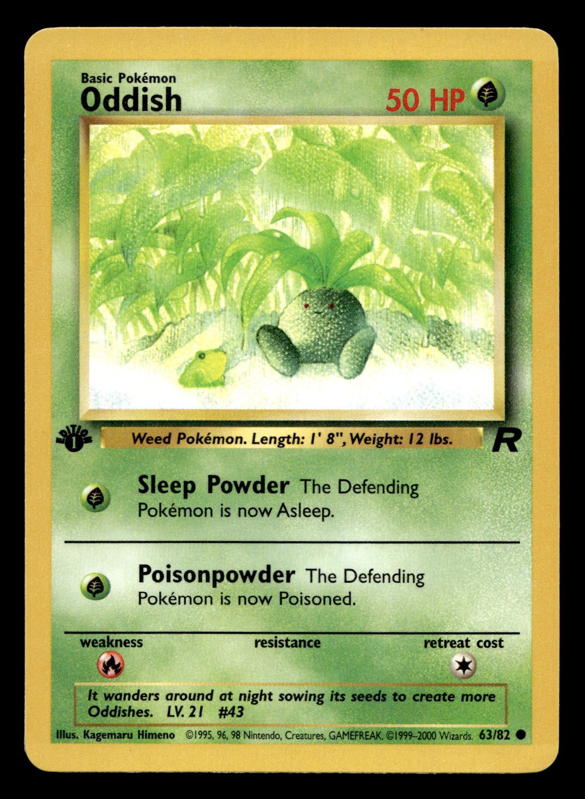 Oddish 63/82 Common Team Rocket 1st Edition WOTC Pokemon NM