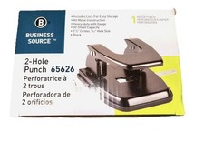 Business Source Heavy-Duty Steel Manual Black 2-Hole Punch New In Box