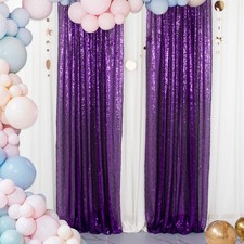 Purple Sequin Curtains 2 Panels 2FTx8FT Shimmer Backdrop for Photo Studio