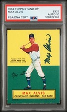 1964 TOPPS STAND-UP MAX ALVIS PSA 5 AUTO 10