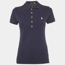Polo Ralph Lauren Navy Blue Pique SlimFit Polo TShirt S