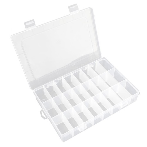 24 Grids Plastic Organizer Box With Dividers - Clear Craft Storage for Beads,...