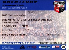 Brentford v Sheffield United 10/08/13 League 1 Ticket