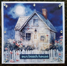 Handmade Scrapbook Junk Journal Folio Album 6.5"x6.25" OUR BEACH HOUSE Theme