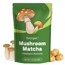 Mushroom Matcha Powder | Blend with 6 Mushrooms | 6.35 Oz (180g)