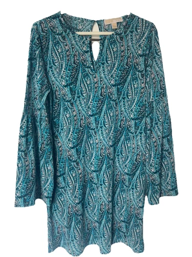 Abito paisley manica lunga MICHAEL by Michael Kors. Taglia Media. Blu e bianco