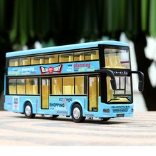 1:36 Sound Light  Pull Back Music Double-Decker Bus Car Toy Model Kids/Boys Gift