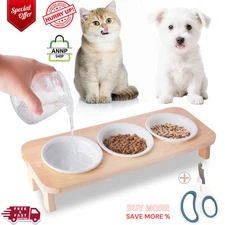 3 Elevated Cat Food and Water Bowl Set with Stand Tilted Raised Pet Bowl for Kit