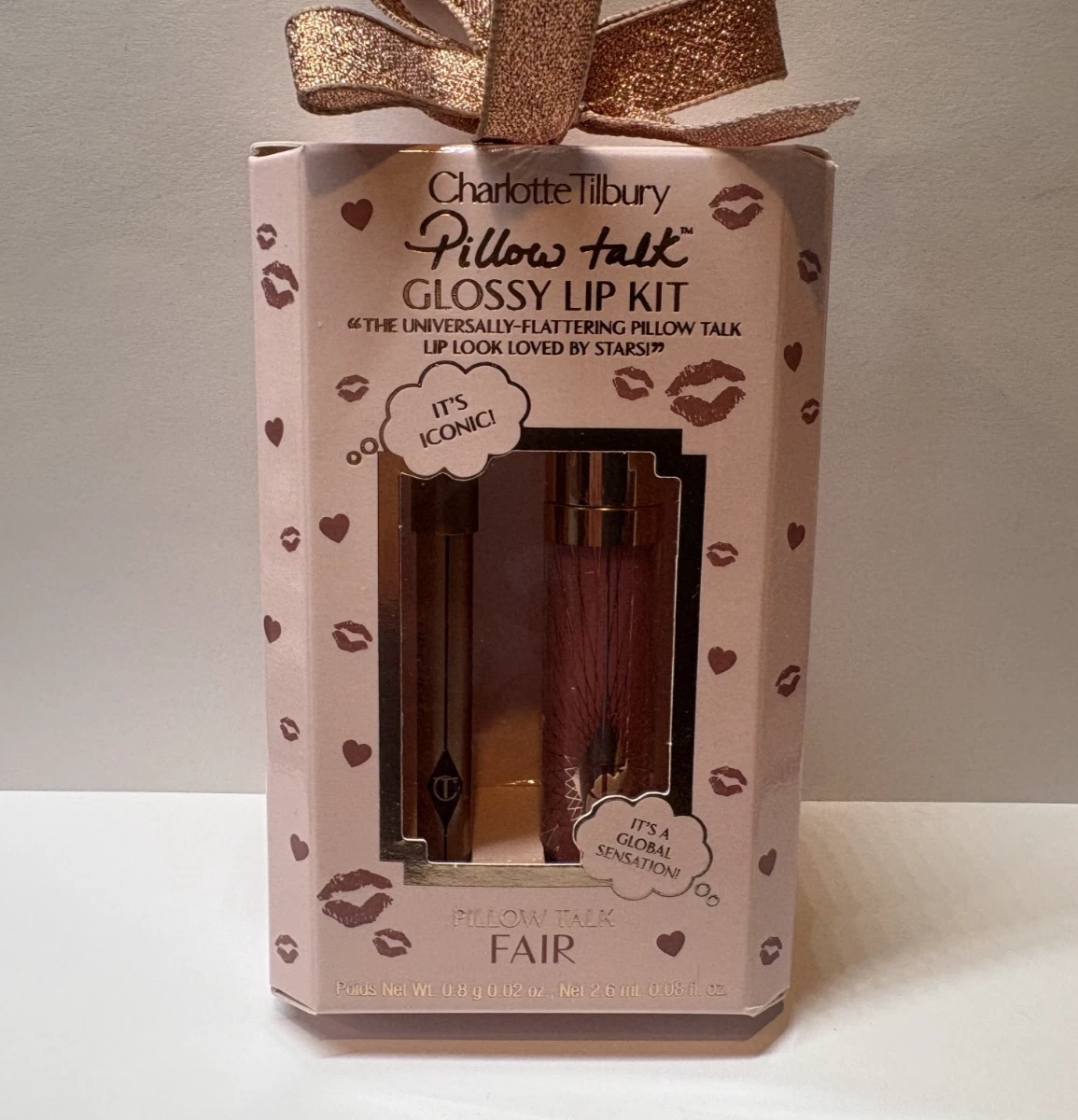 NIB Charlotte Tilbury Pillow Talk Glossy Lip Kit Iconic Color FAIR Liner + Gloss