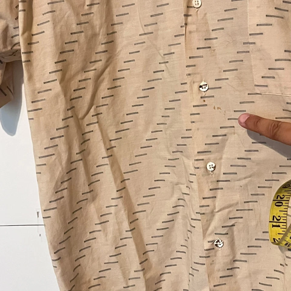Vintage 80s Jhane Barnes Mens Shirt Size M Beige Geometric Dot Combed Cotton - Image 3 of 4