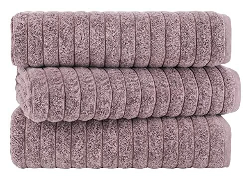 Classic Turkish Towels - 3-Pieces Bath Sheets - 40 x 65 Inches Hotel & Spa  Quality Jumbo Jacquard Ribbed Bath Sheet, 100% Turkish Cotton, Fast Drying