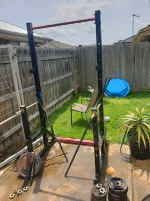 Home Gym Bench Press Squat Rack And Bars And Weights Gym
