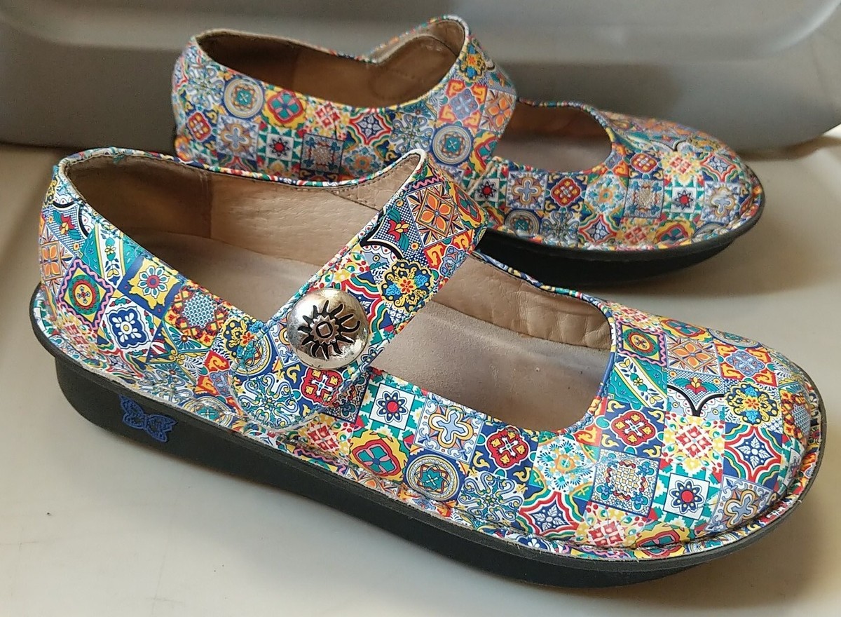Alegria Paloma Aztec Tile Womens US 10 Leather Mary Jane Shoes