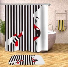 About To Put On Lipstick3D Shower Curtain Polyester Bathroom Decor Waterproof