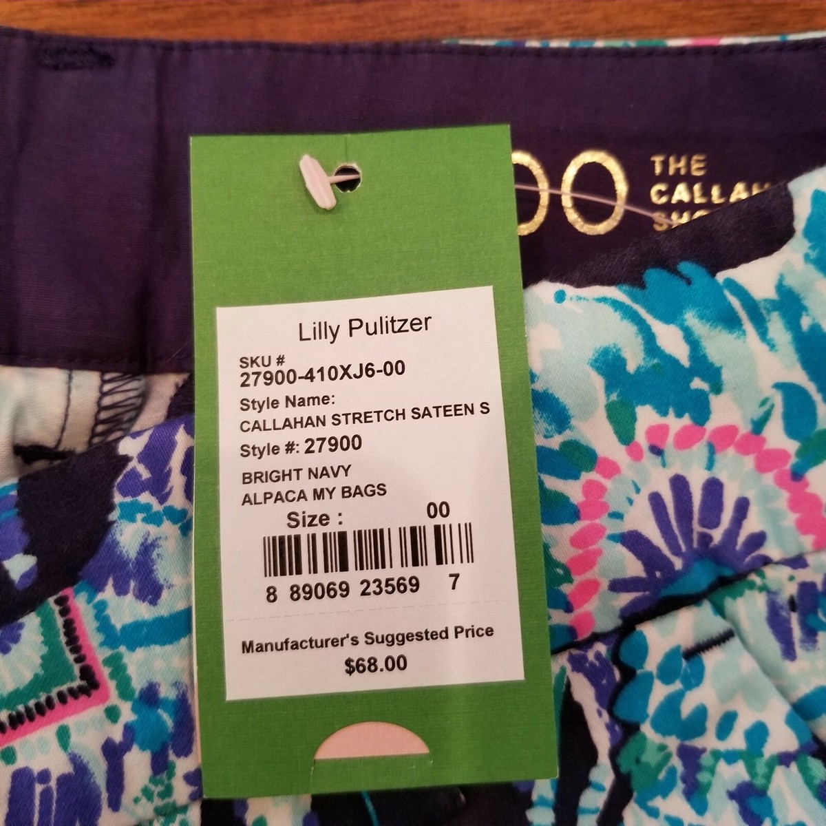 Lilly Pulitzer Shorts Navy Alpaca My Bags Stretch Sateen Callahan