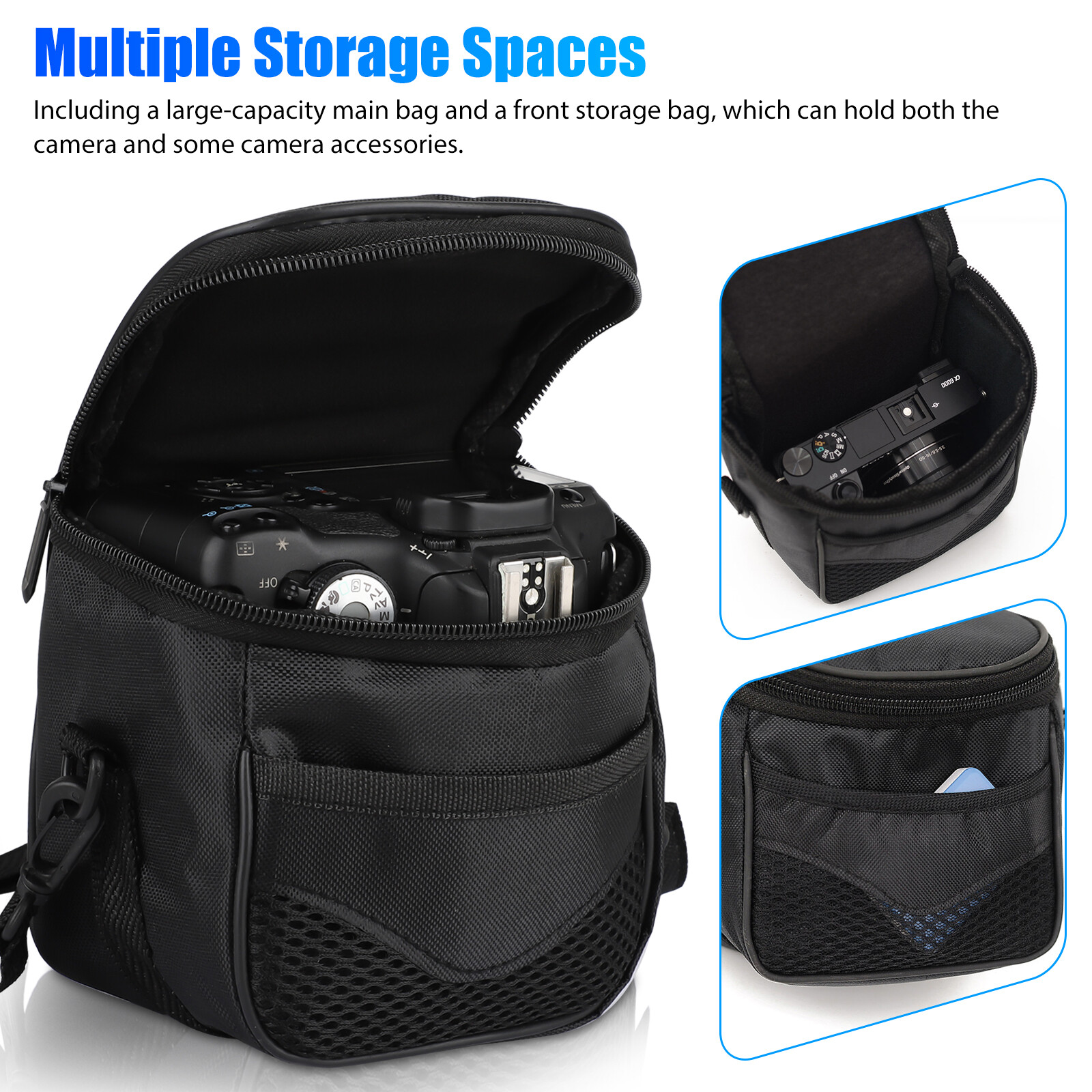 Small Camera Shoulder Bag Protective Adjustable Zipper Pack Multiple