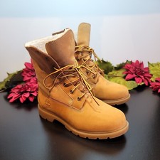 Timberland Waterproof Teddy Fleece Fold Down Wheat Boots Size UK 4