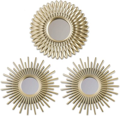 BONNYCO Wandspiegel 3er Pack Goldspiegel für Wohnzimmer, Wohnkultur 