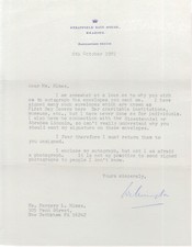 1981 letter from Arthur Valerian Wellesley 8th Duke of Wellington