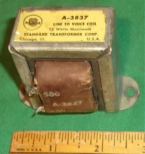 Stancor Audio Output Transformer A-3837 Line to Voice Coil 15 Watts for 500 Ohm