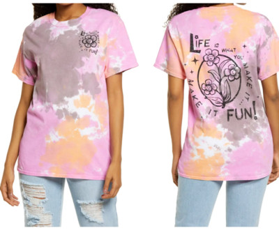 Urban Outfitters Make It Fun Tie Dye Grafik Boyfriend T-Shirt XS KOSTENLOSER VERSAND