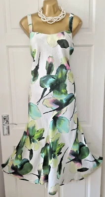 M&S PER UNA Linen Midi Floral Holiday Summer Dress Size 18 - Image 1 of 4
