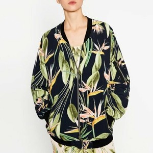 zara floral print bomber jacket