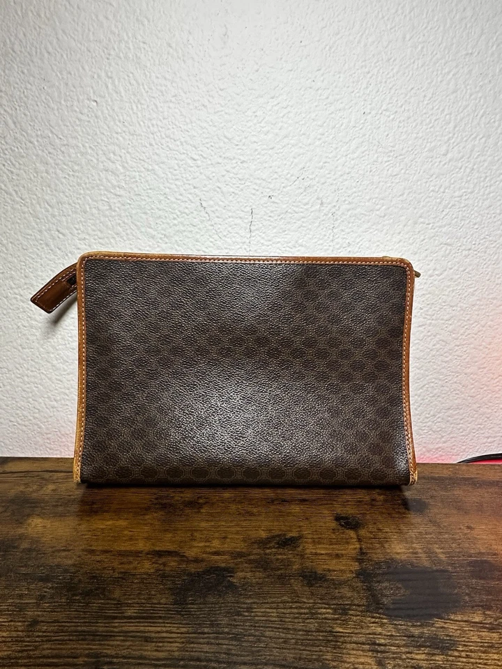 Винтажная сумка-клатч CELINE ПВХ кожа Macadam коричневая подлинная из Японии - Изображение 2 из 4