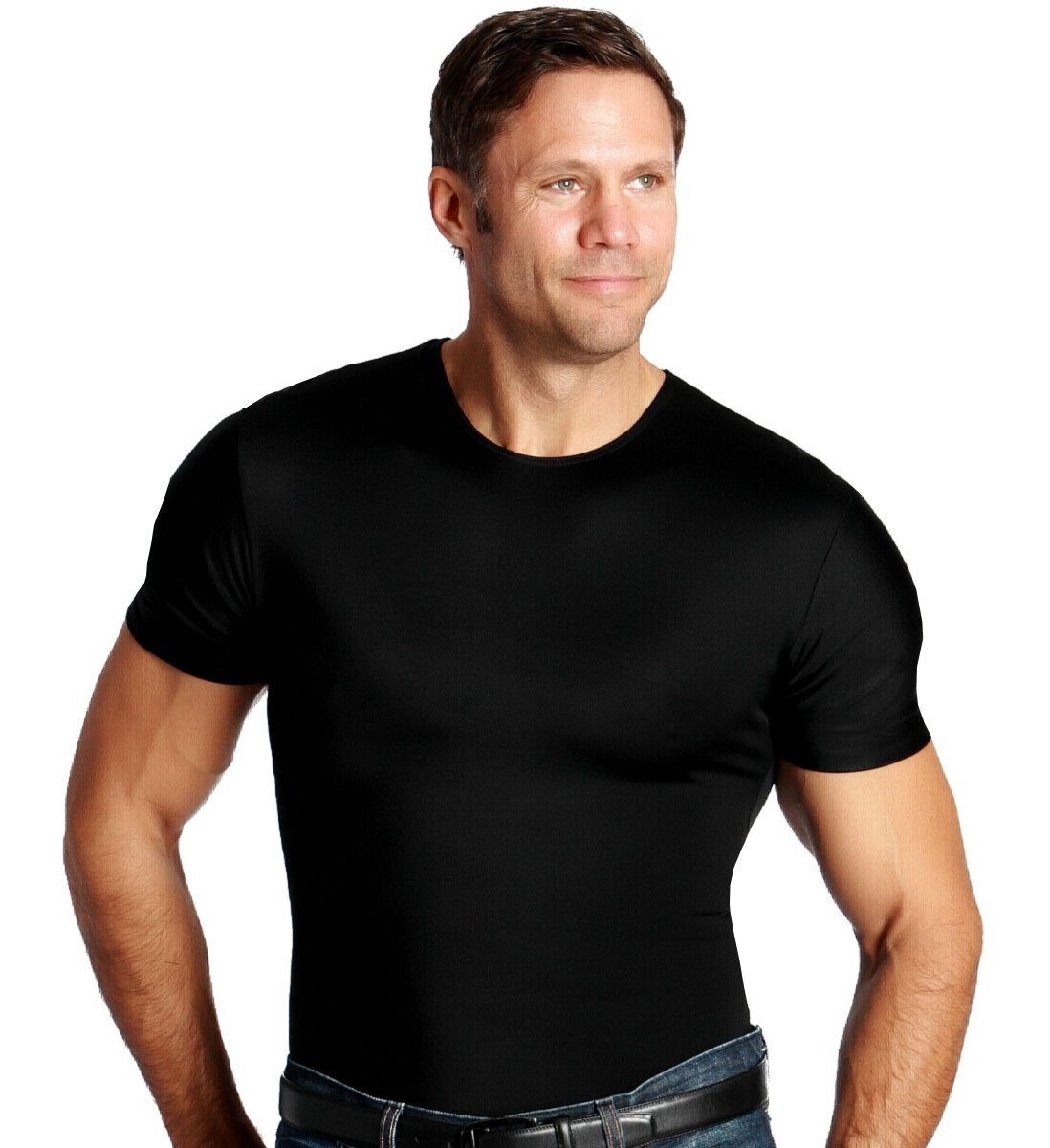 Insta Slim Made in USA Compression Crew-Neck Shapewear Undershirt for Men. Tummy