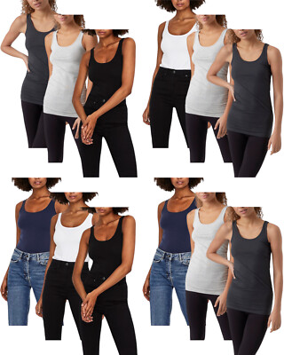 VERO MODA Long Tanktop Shirt Basic Top im 3er Pack Tank Tops unifarben