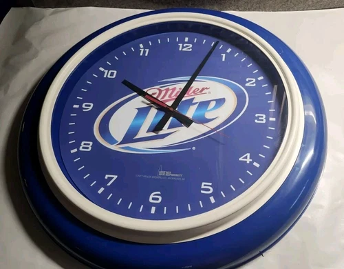 Large Miller Lite Lighted Beer Clock Sign 23" Hanover Vintage Battery Operated
