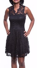 Mulata Women's Sleeveless Overlay Floral Lace Black Dresses, Size S, M, L NEW