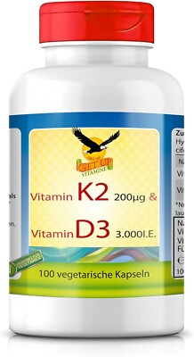 Get UP  Vitamin D3 3000 IE + Vitamin K2 200 μg MK7 | 100 Kapseln | Kombi-Kapseln