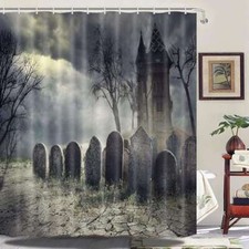 Medieval Gothic Shower Curtain Fabric 70-84in Long Shower Curtain and Rug Set