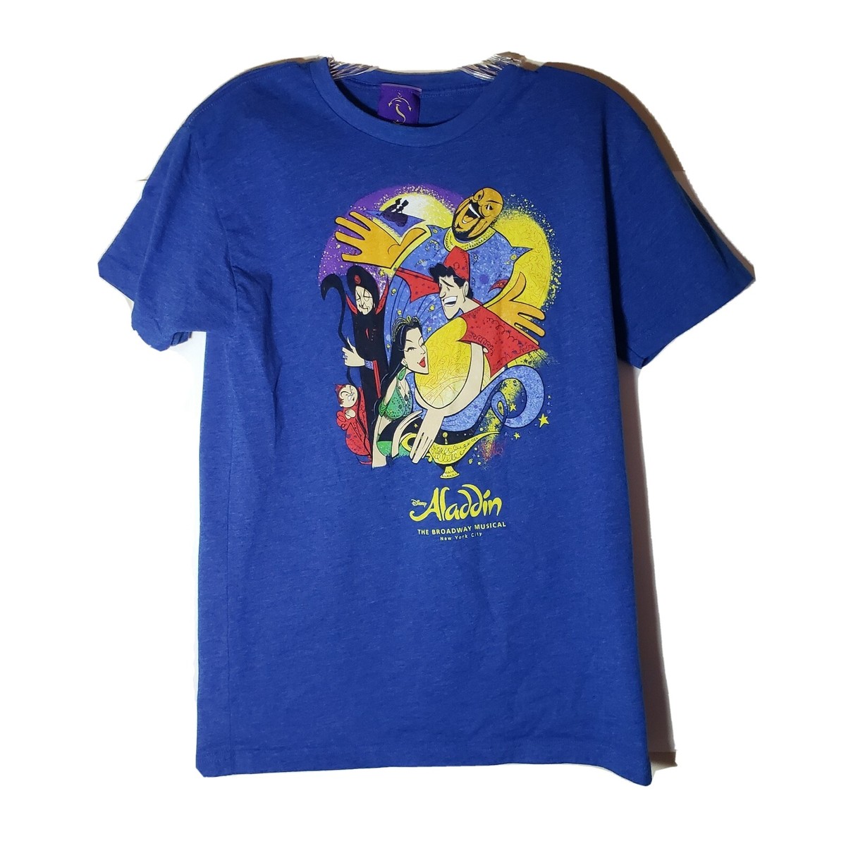 Vintage Aladdin Tshirt NYC Broadway Musical Size S Blue Disney