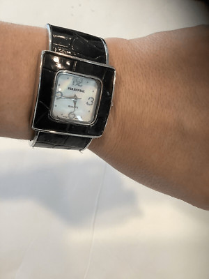 Cuff Bracelet Faux Embossed Snake Watch pearlized face