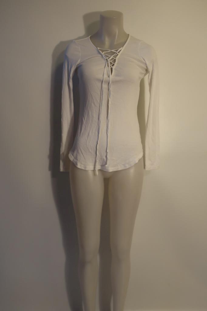 Womens Splendid White Lace Up Long Sleeve Top XS* - image 1