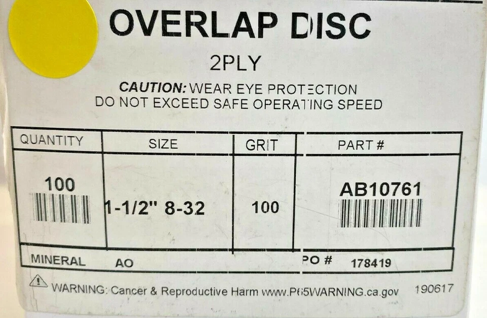 1-1/2" 100 GRIT MERIT ALUMINUM OXIDE OVERLAPPED SLOTTED DISCS AB10761 LOT OF 100 - Image 3 of 4